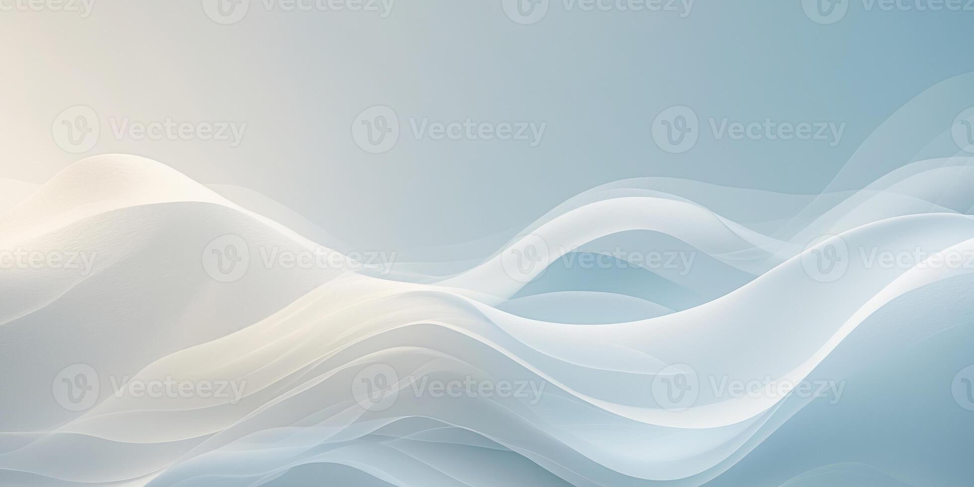 Calm Gradient Background of Blue and White Abstract Waves with Soft Cloudy Pastel Texture and Gentle Light. photo