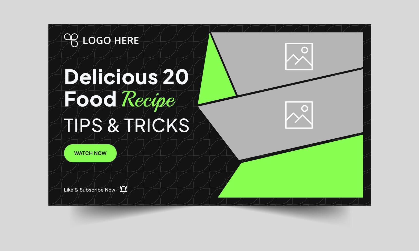 Delicious food recipe techniques thumbnail banner design, daily food review cover banner design, editable eps 10 file format vector