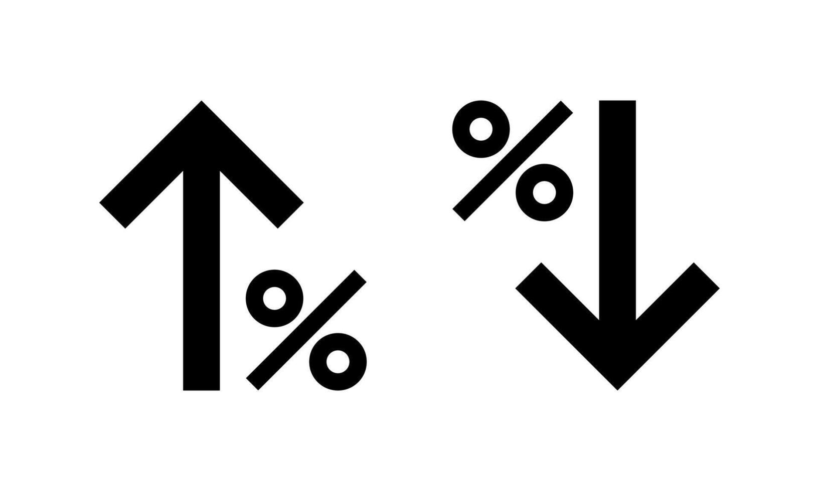 Percent arrow up and down icon. Growth and decline percentage arrows sign symbol vector