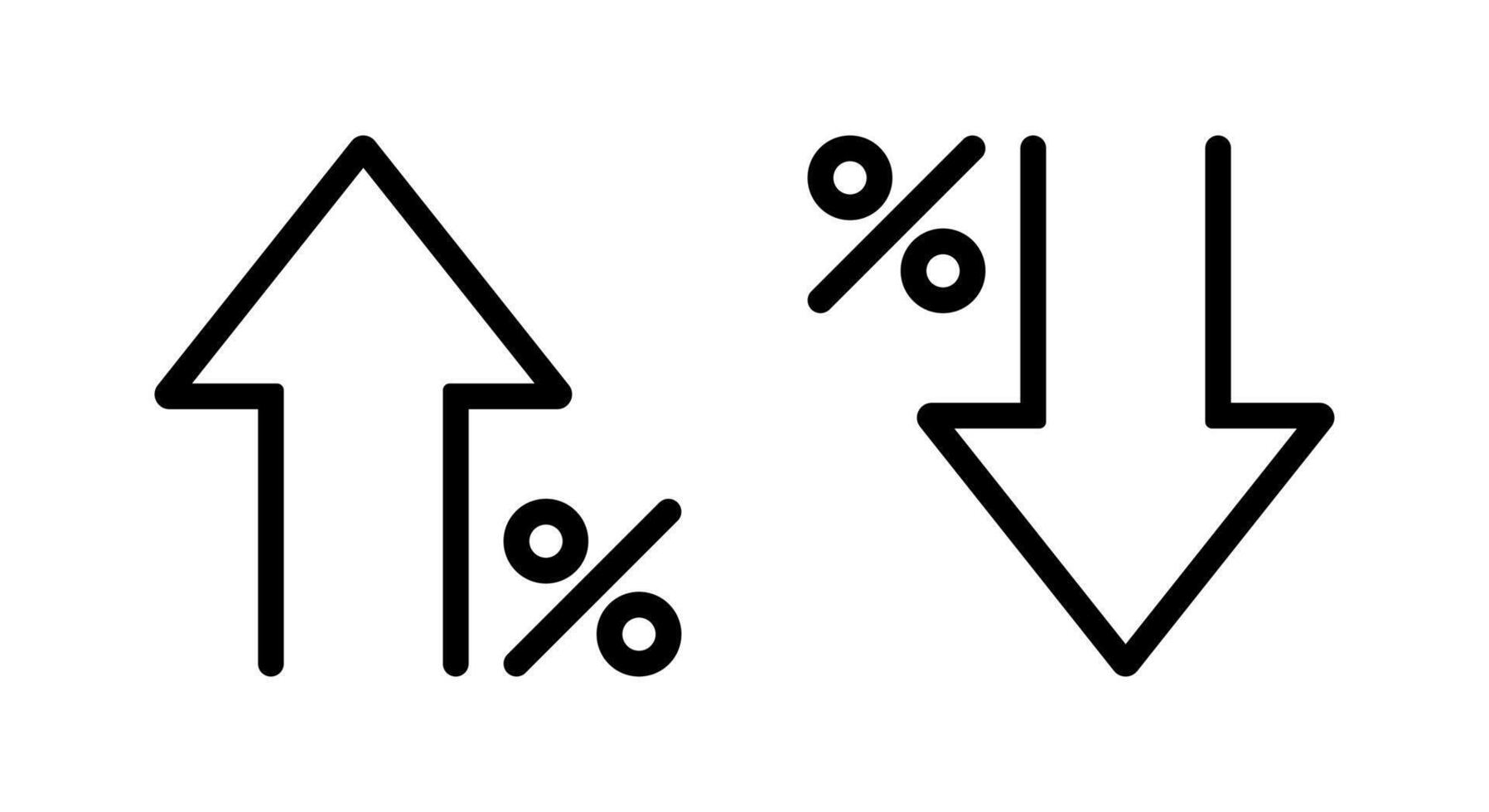 Percent arrow up and down icon in outline style. Percentage increase and decrease arrows sign symbol vector