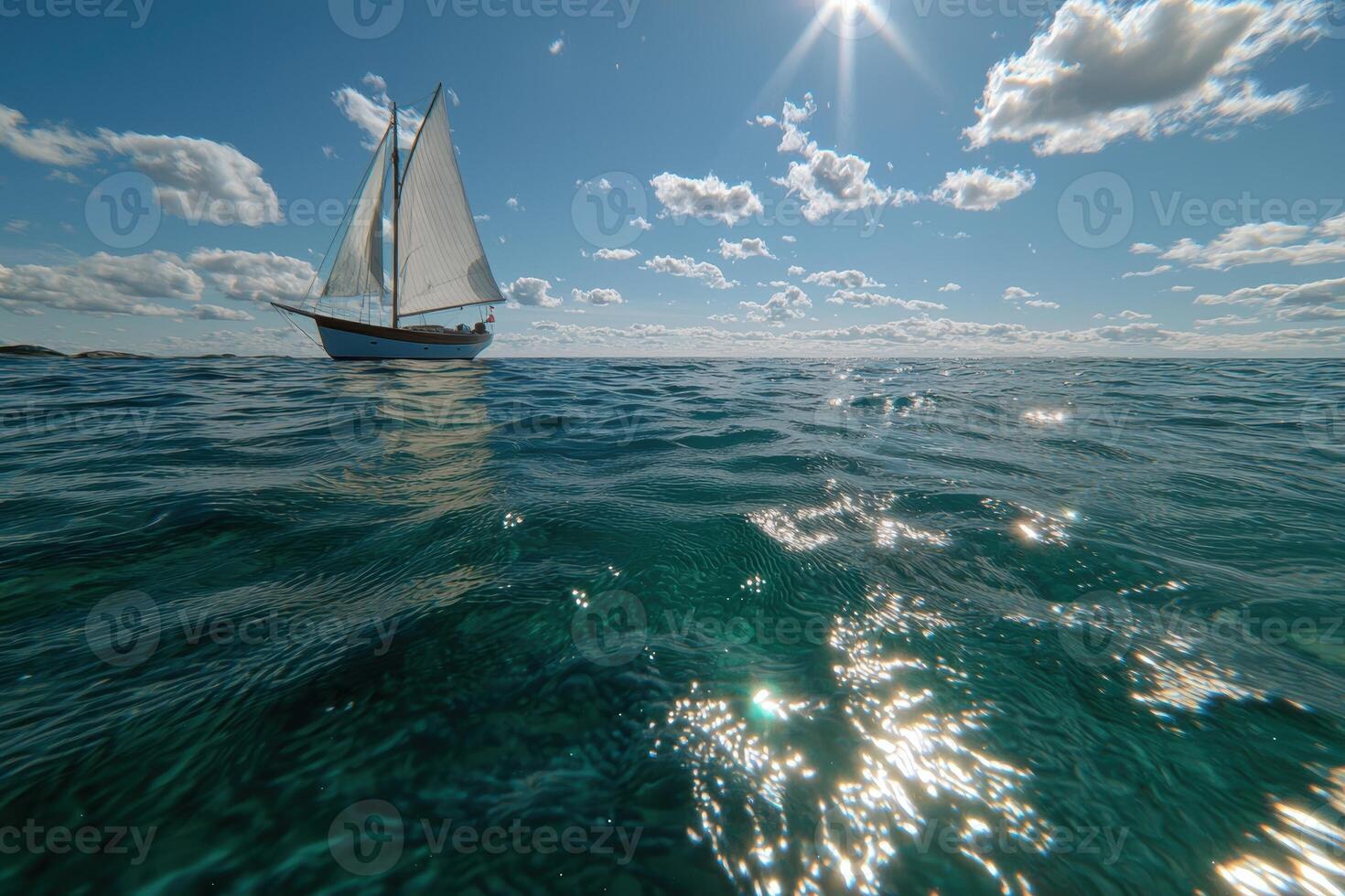 Sailboat sailing on a sunny day photo