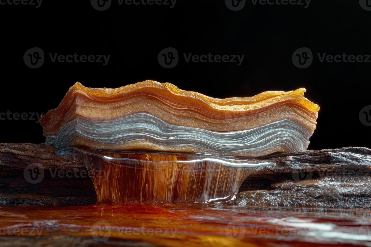 Layered agate geode with vibrant colors and textures photo