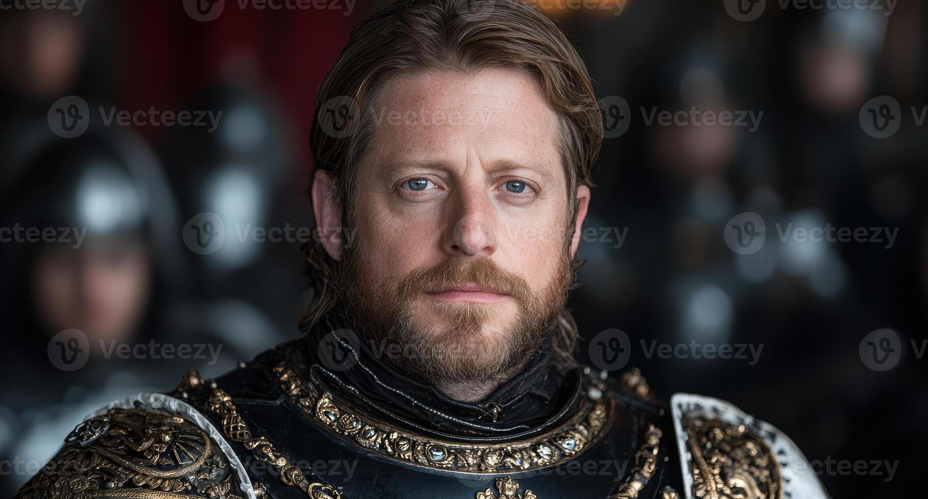 Portrait of a man in medieval armor photo