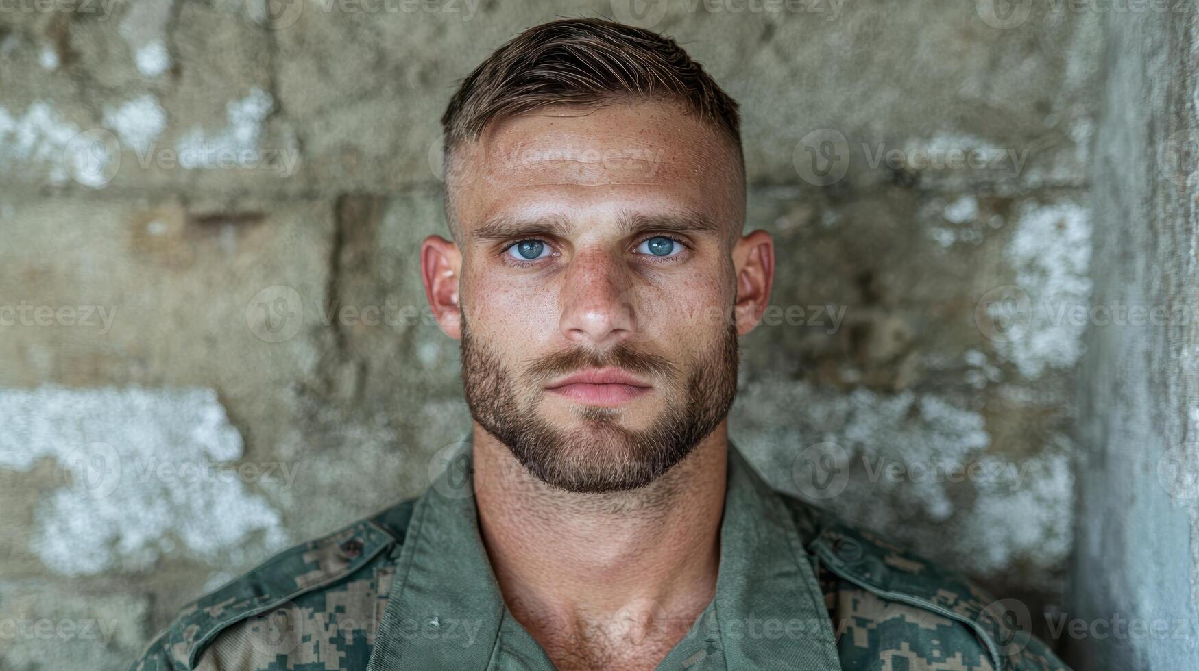 Portrait of a soldier in uniform photo