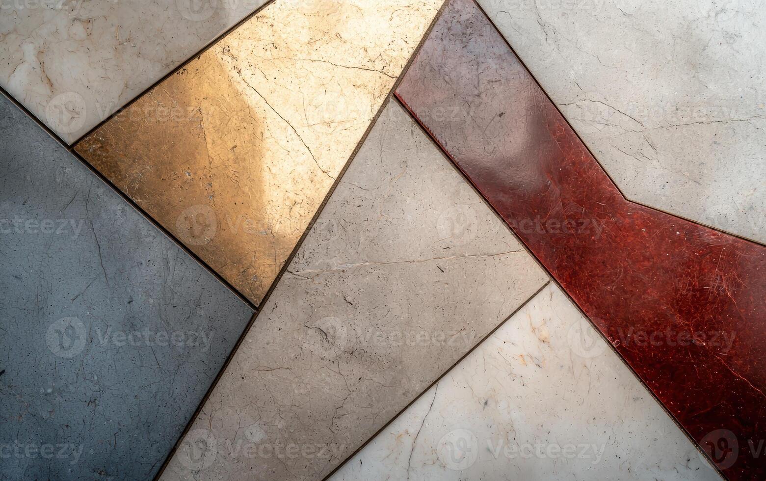 Abstract geometric pattern of multicolored marble tiles photo