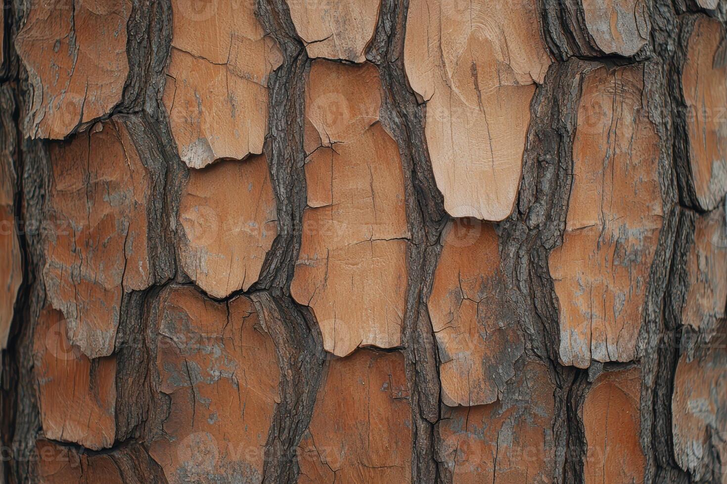Close up of tree bark texture with rough, cracked surface photo