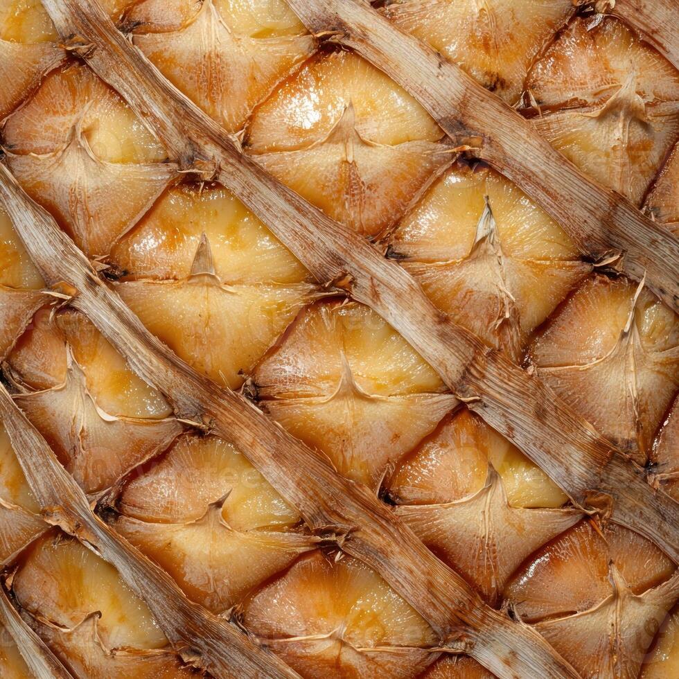 Close up of pineapple texture showing the pattern of its skin and flesh photo
