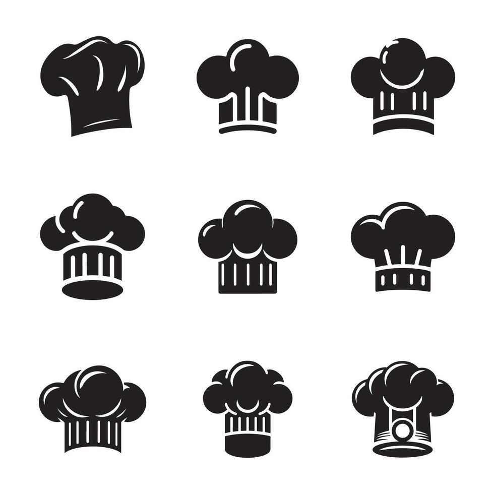 Chef hat set on white background vector