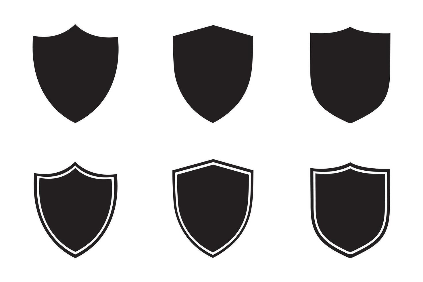 Shield icon set in vintage style. Protect shield security line icons vector