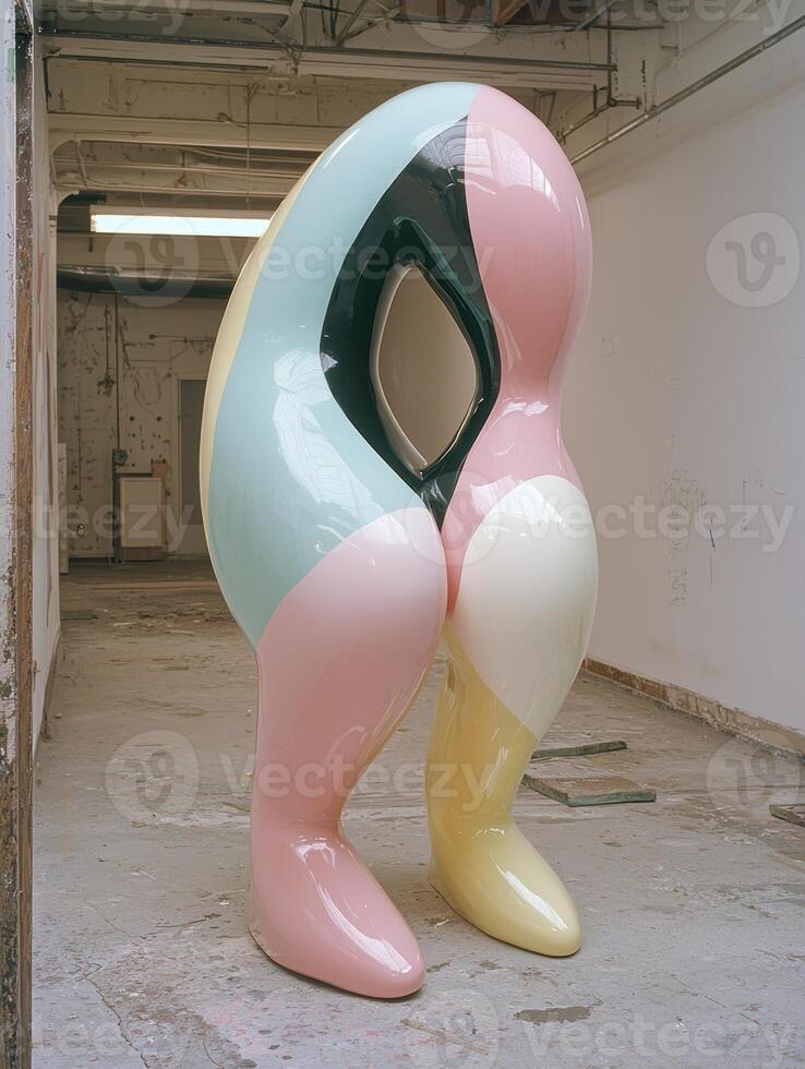 Abstract colorful sculpture in a studio setting photo