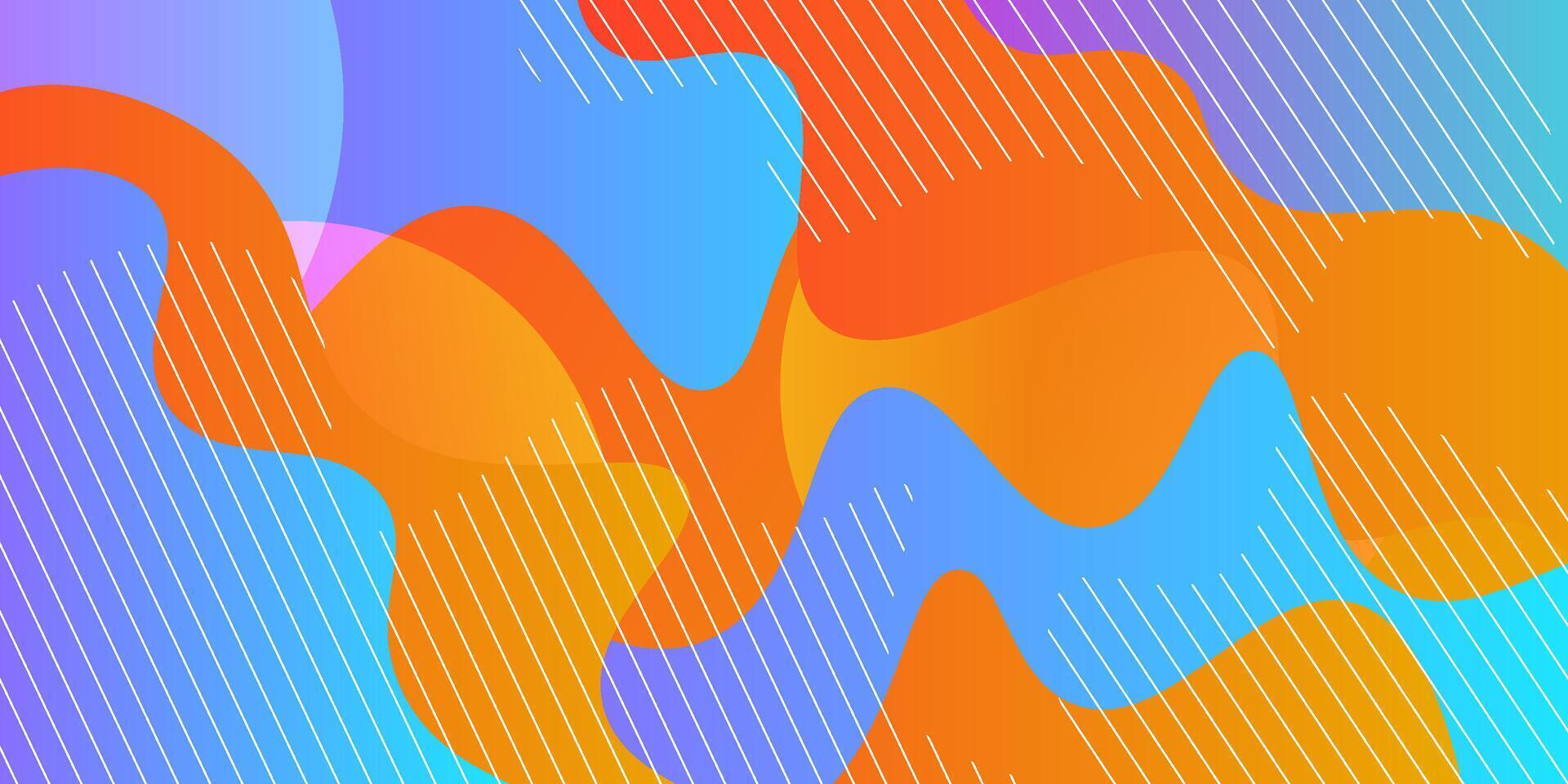 Orange and blue geometric business banner design. Creative banner design with wave and line shape as template. Simple design on horizontal banner vector