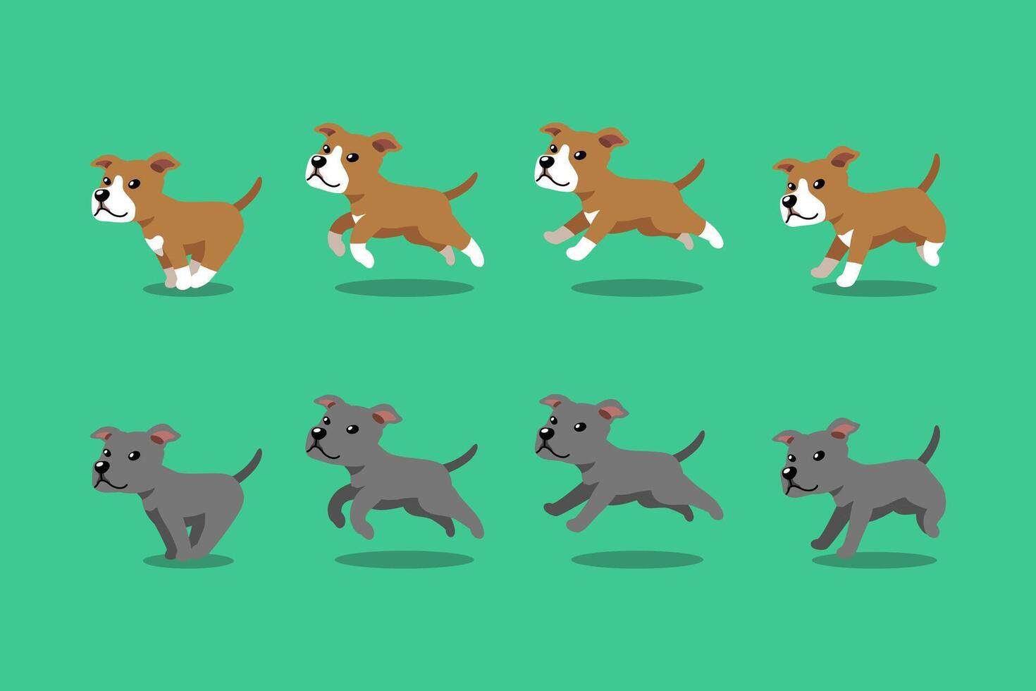 cartoon character pit bull terrier dog running step vector