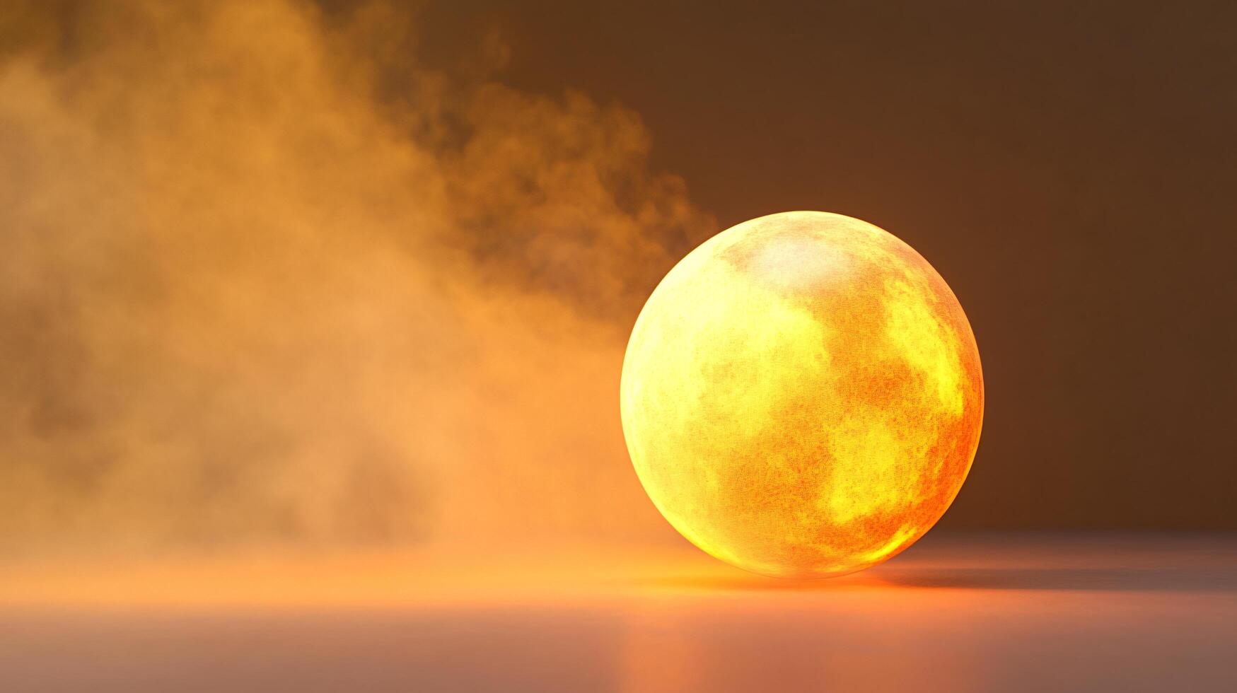 A ball of fire is lit up in a dark room photo