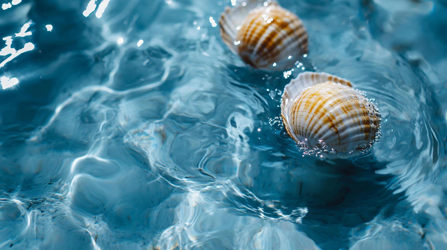 Two shells are floating in the water photo