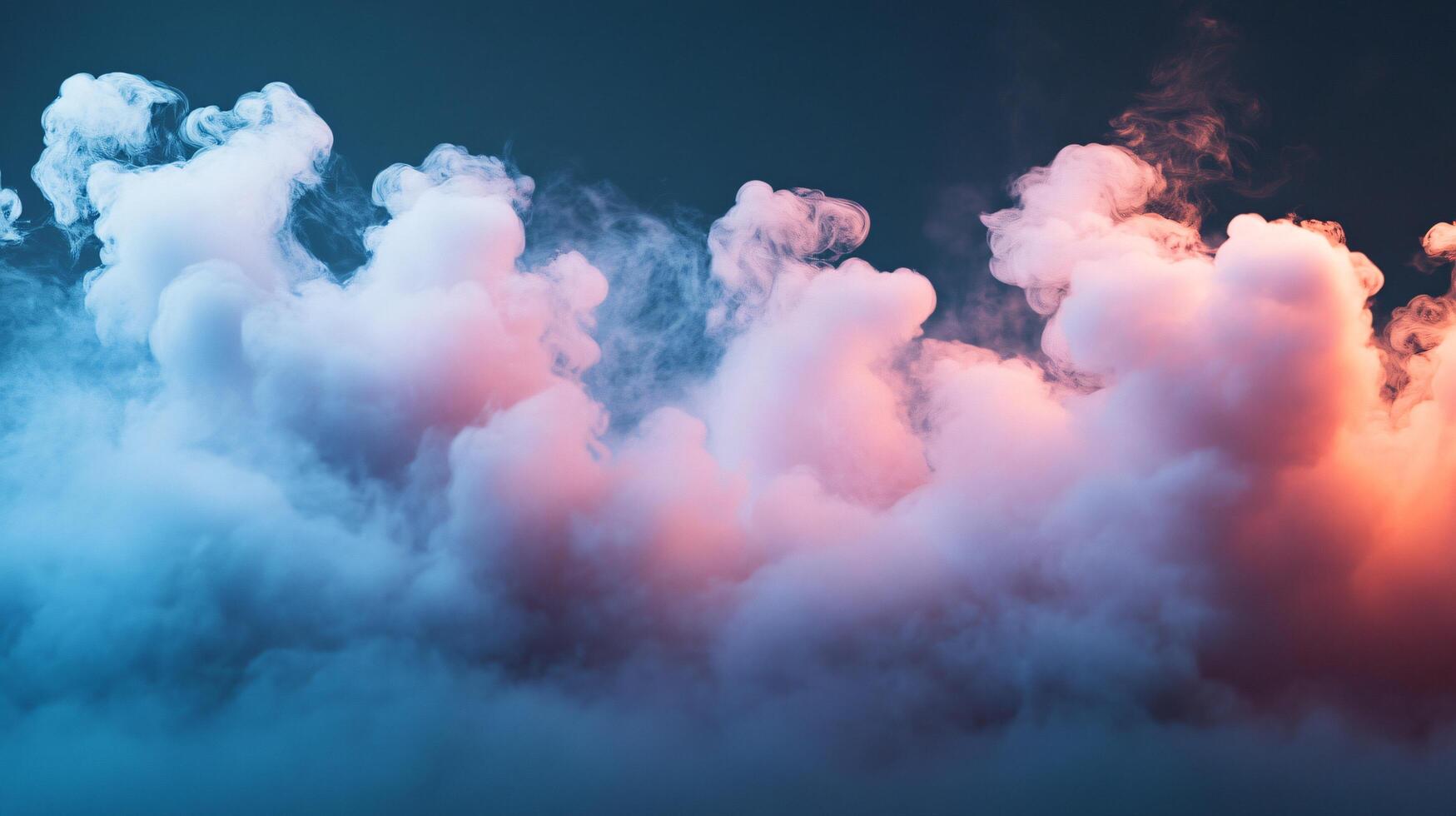 A cloud of smoke is floating in the air, with a pink and blue hue photo