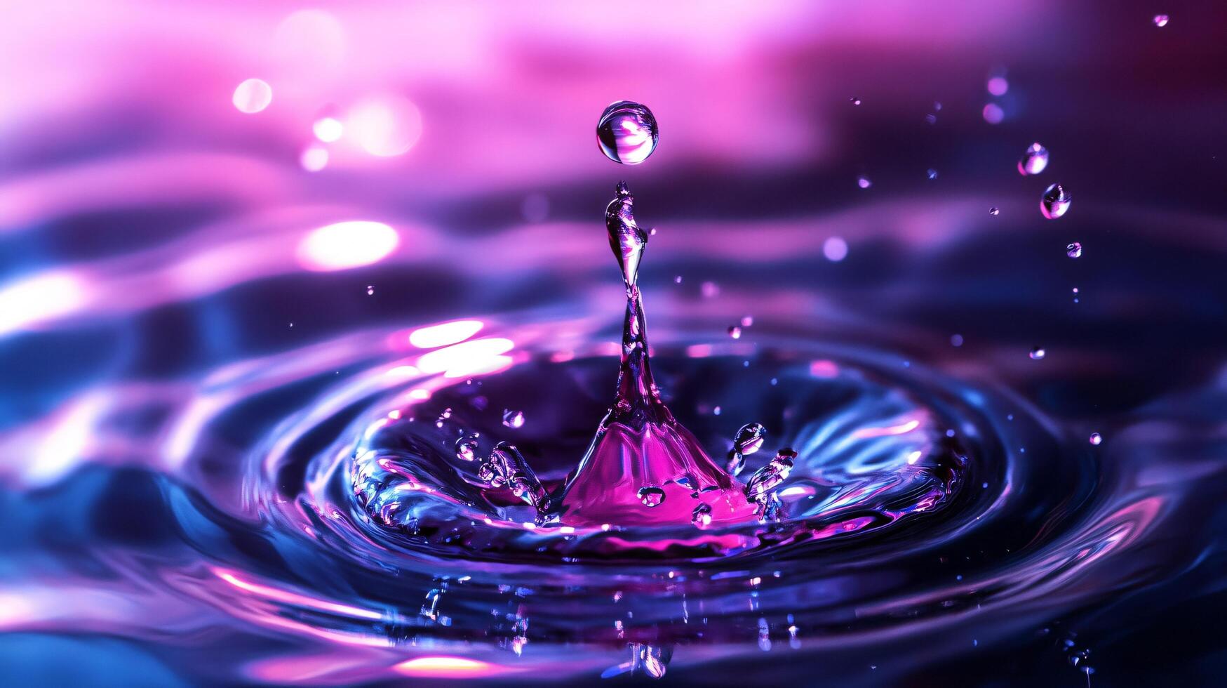 A drop of water is falling into water photo