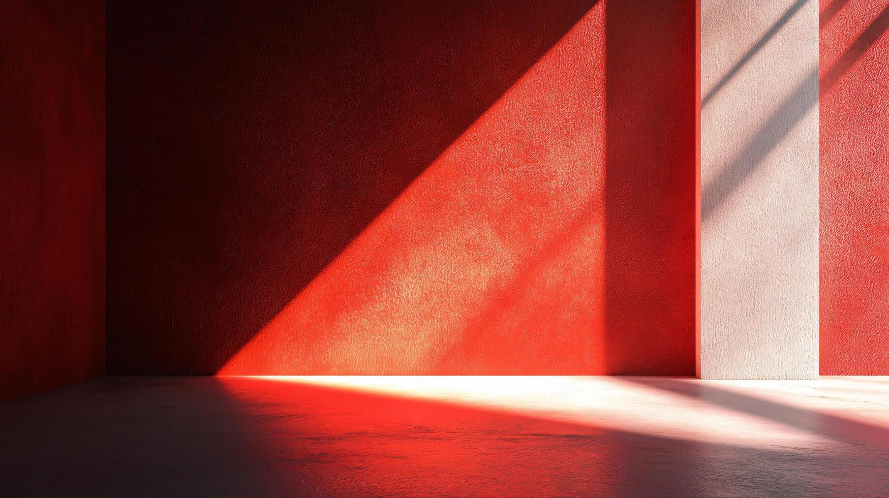 A red room with a wall that is covered in red and white stripes photo