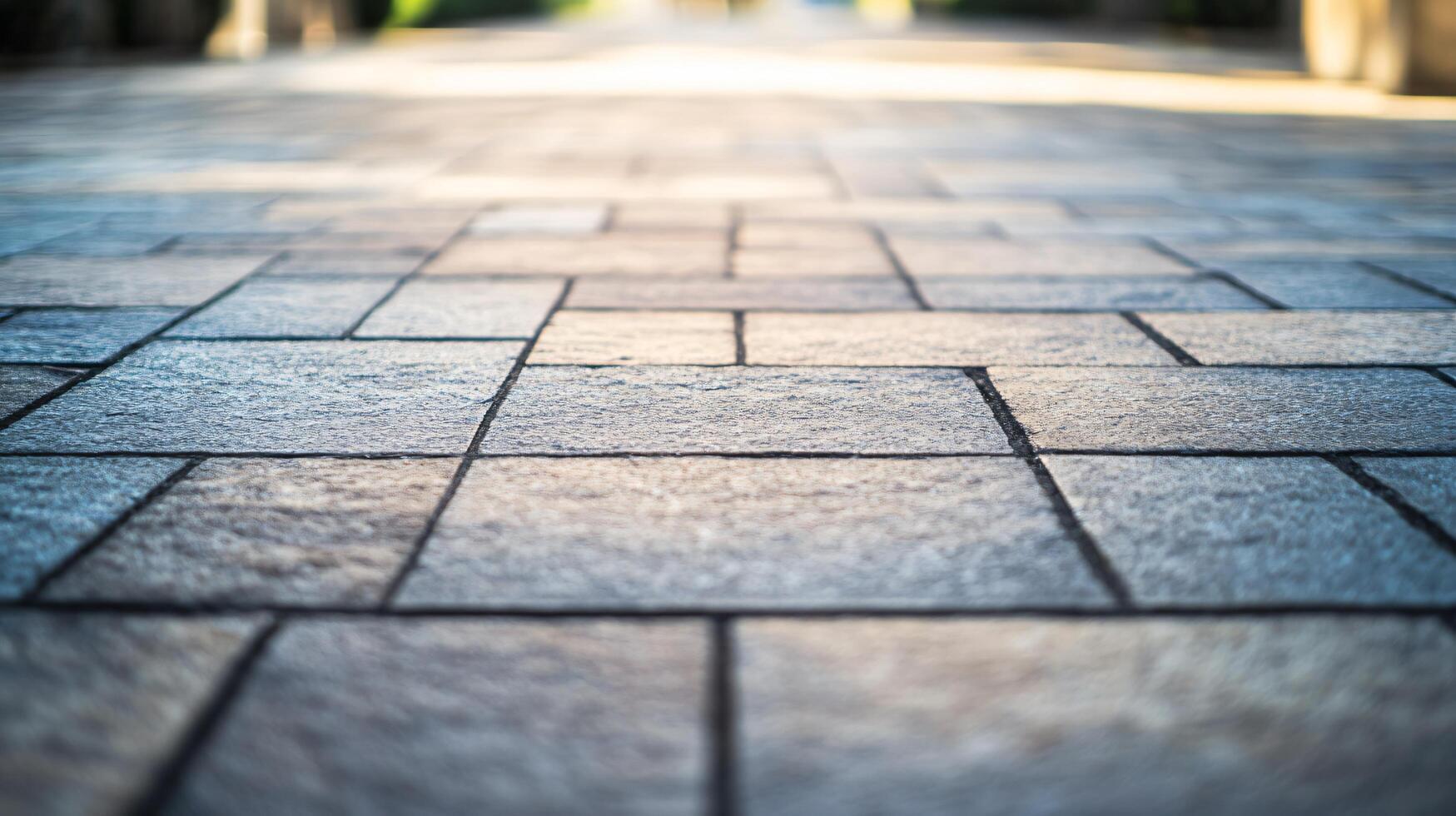 A close up of a brick sidewalk with a light shining on it photo