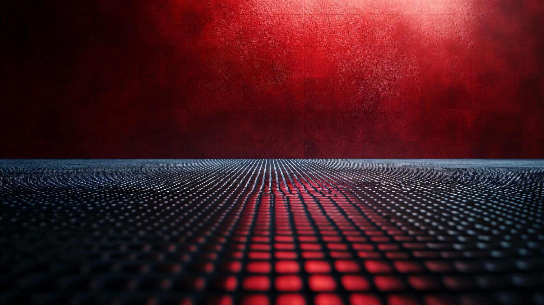 A red background with a black and white pattern photo