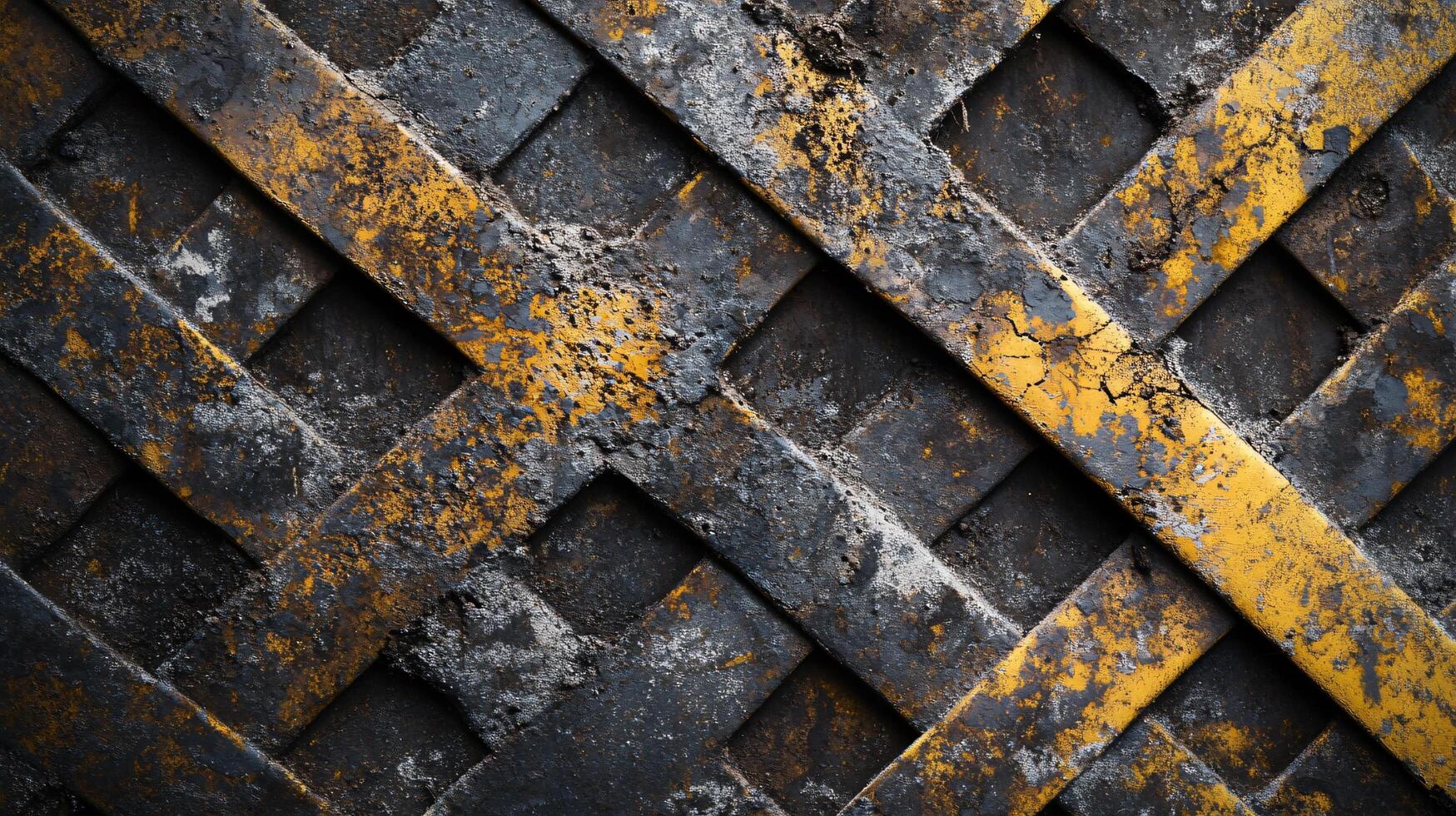 The image is of a rusted metal fence with yellow paint on it photo