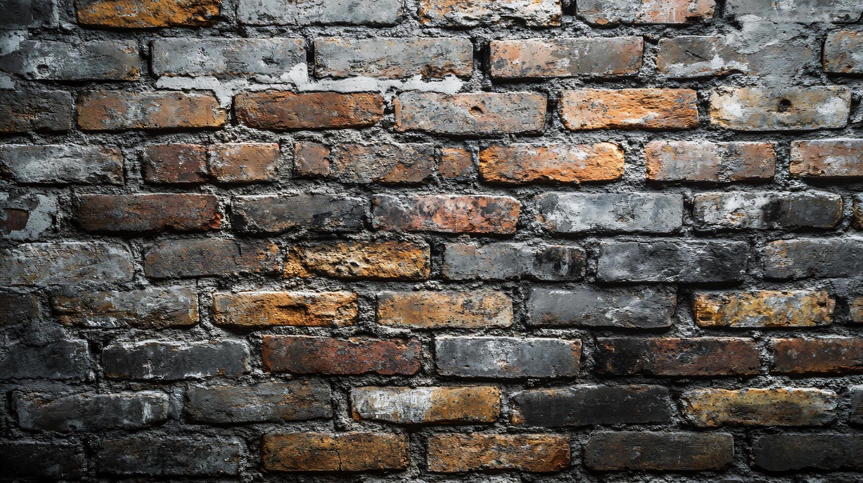 A brick wall with a grey and brown color photo
