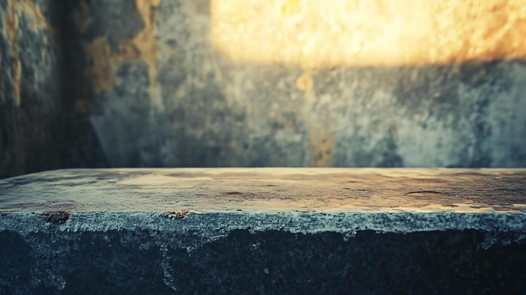 A grey stone wall with a small ledge photo