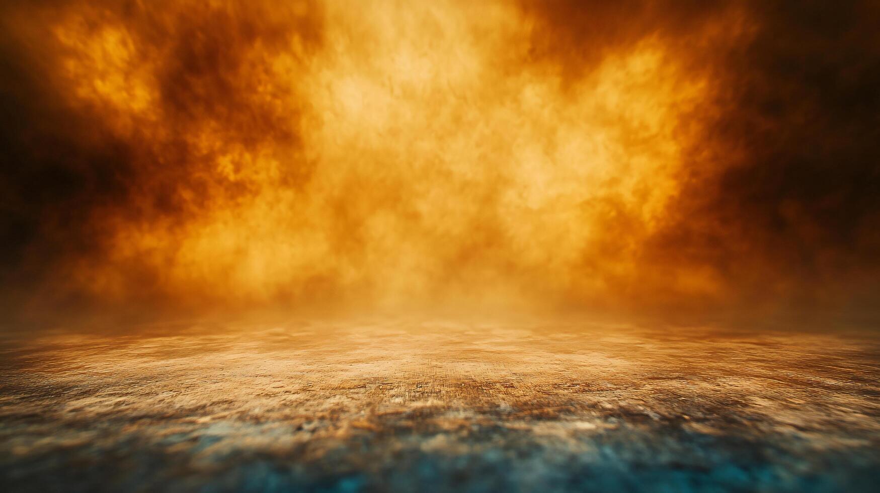 A large, orange, smokey background with a small, blue area in the middle photo