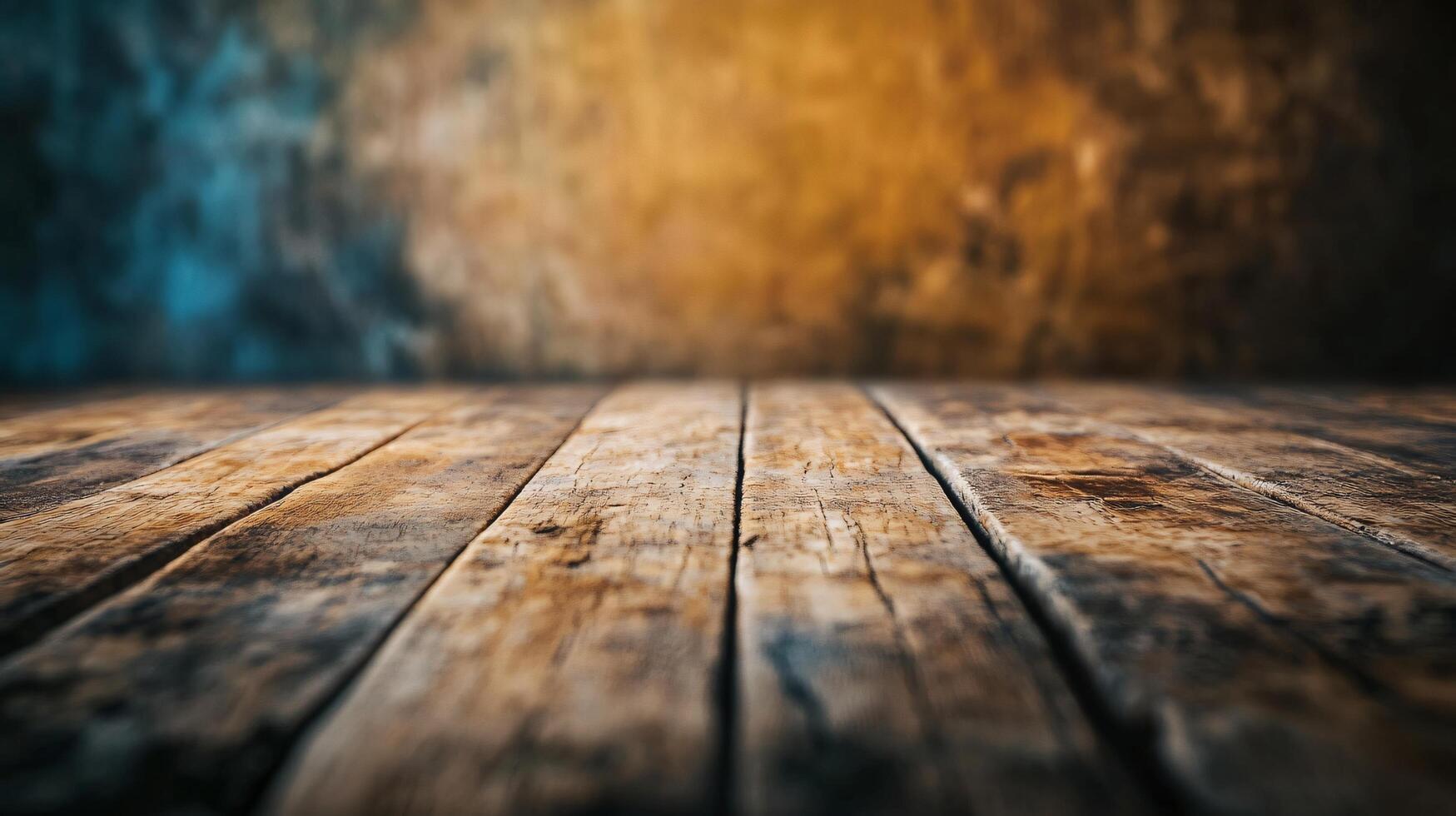 Wooden floor with blurred background photo