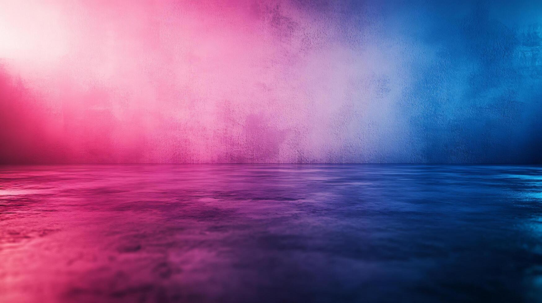 A blue and pink background with a white wall photo