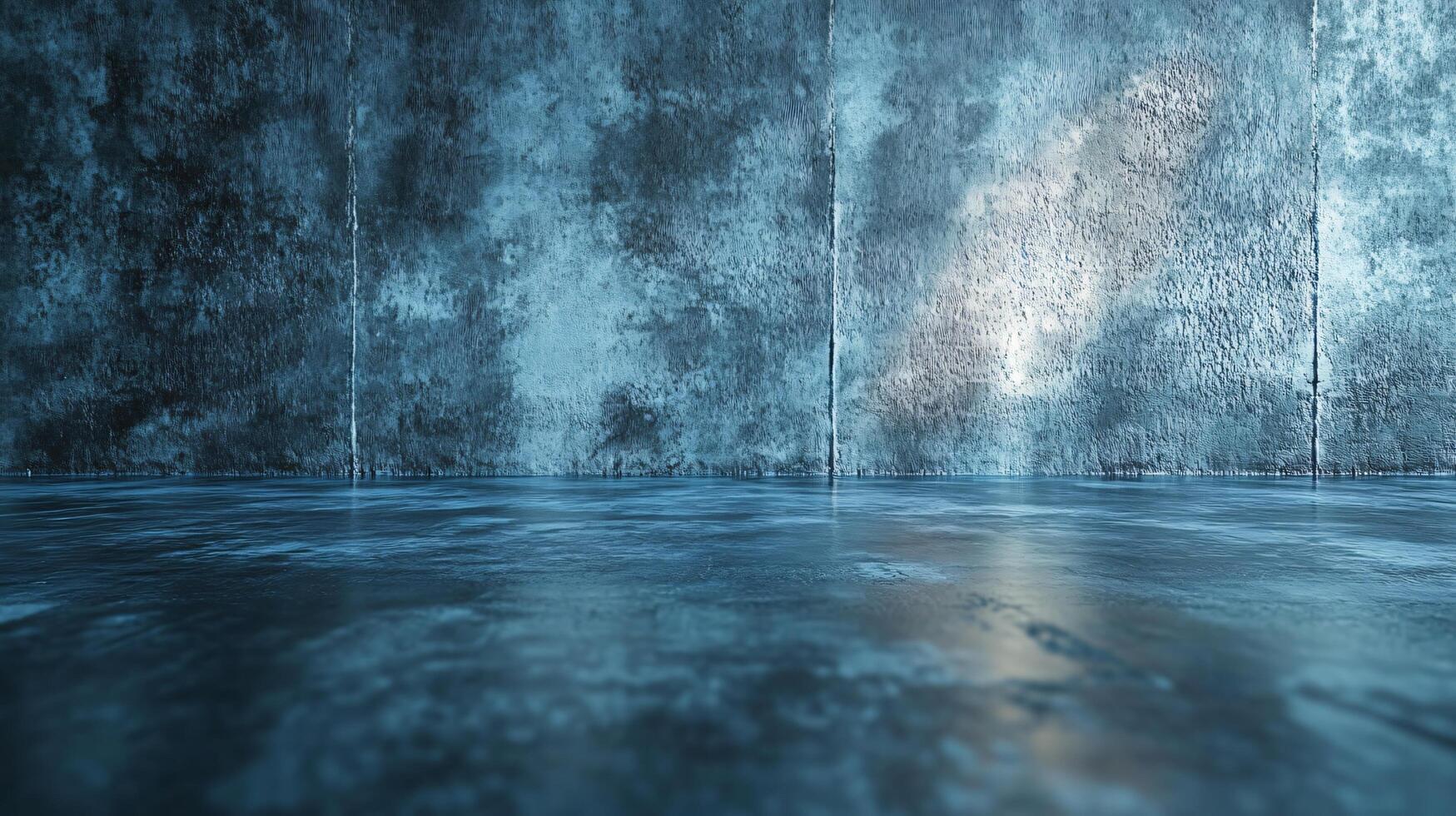 A blue wall with a blue floor and a blue ceiling photo