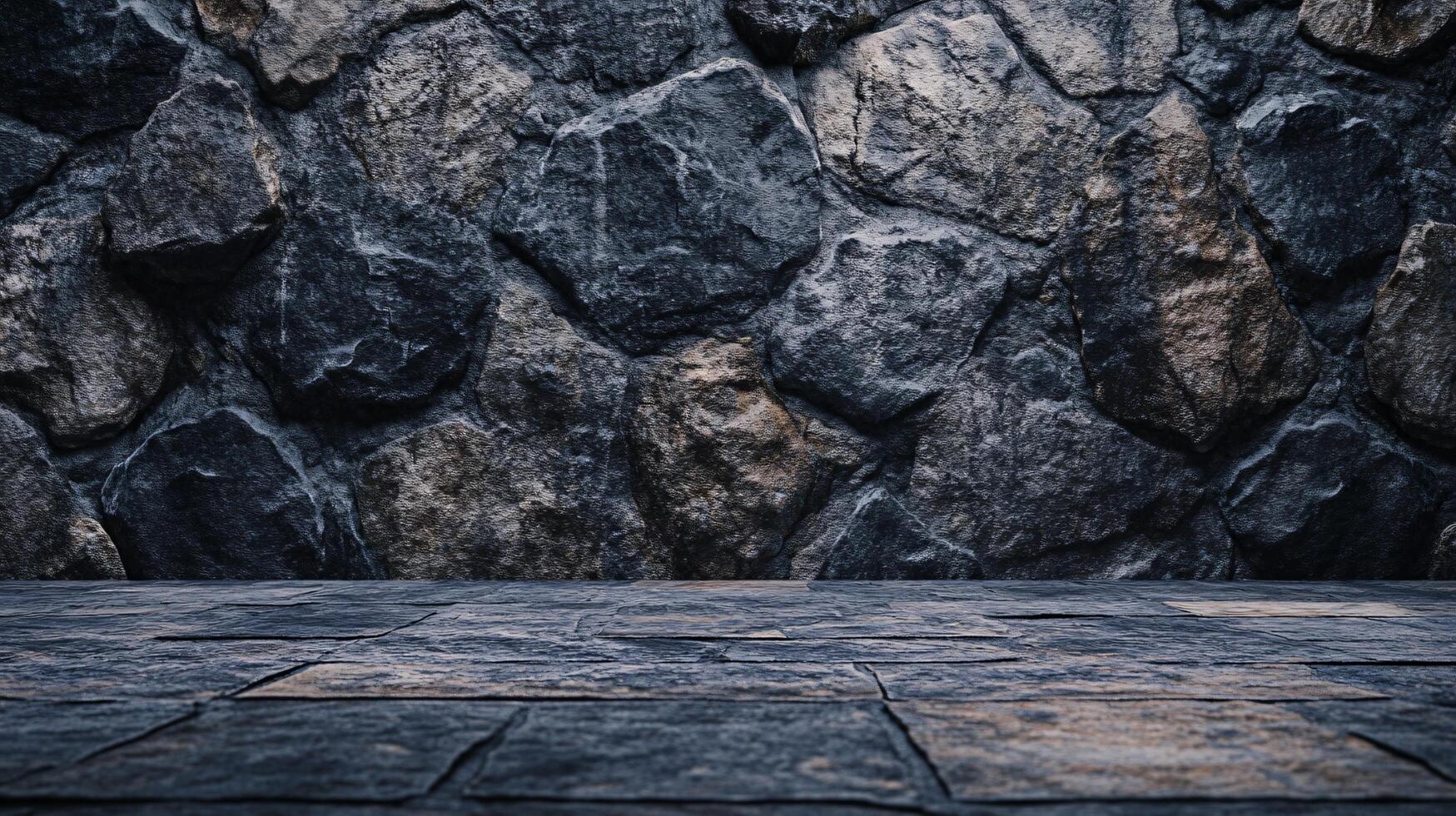 A stone wall with a large empty space in the middle photo