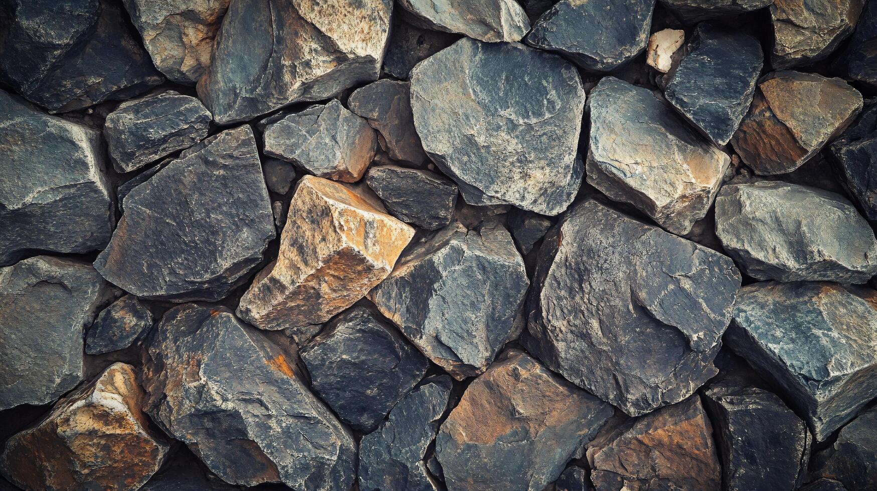 A wall made of rocks with a black background photo