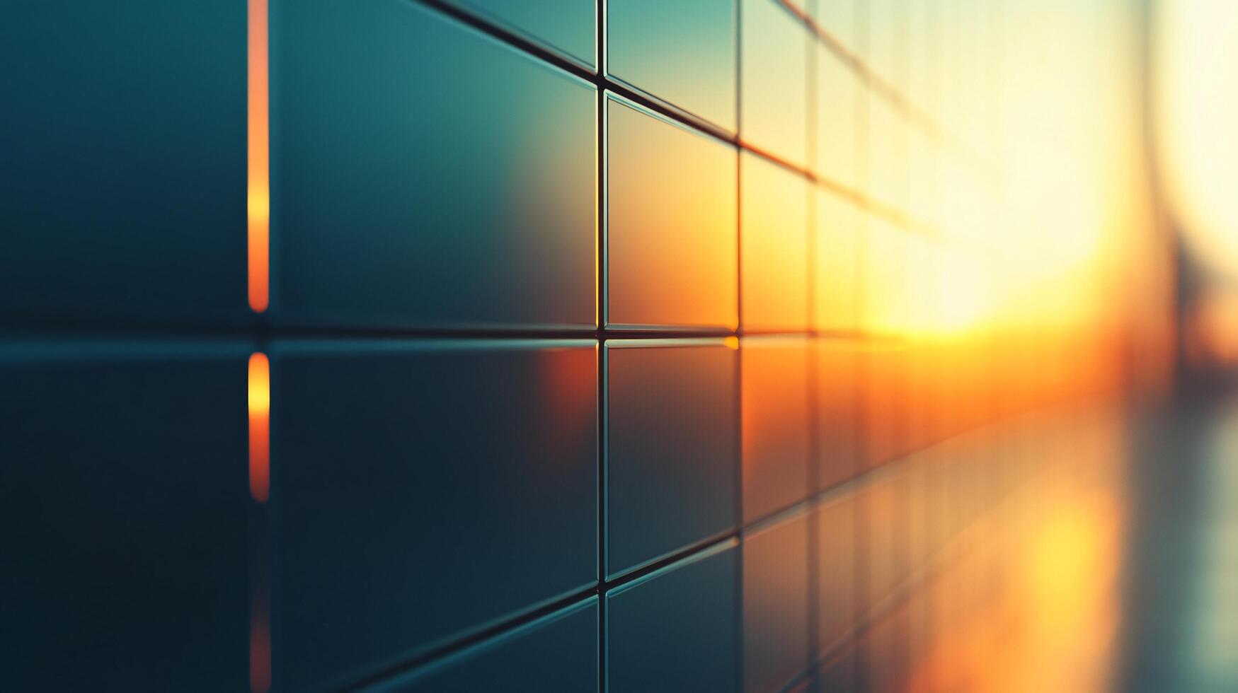 A wall with a blue background and orange lines photo