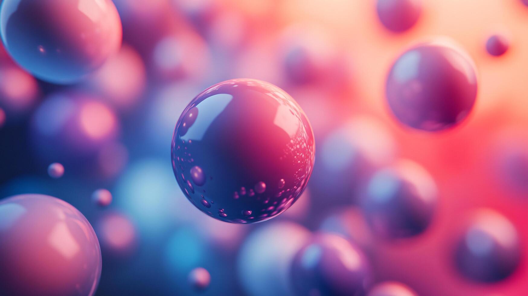 A bunch of colorful spheres are floating in the air photo