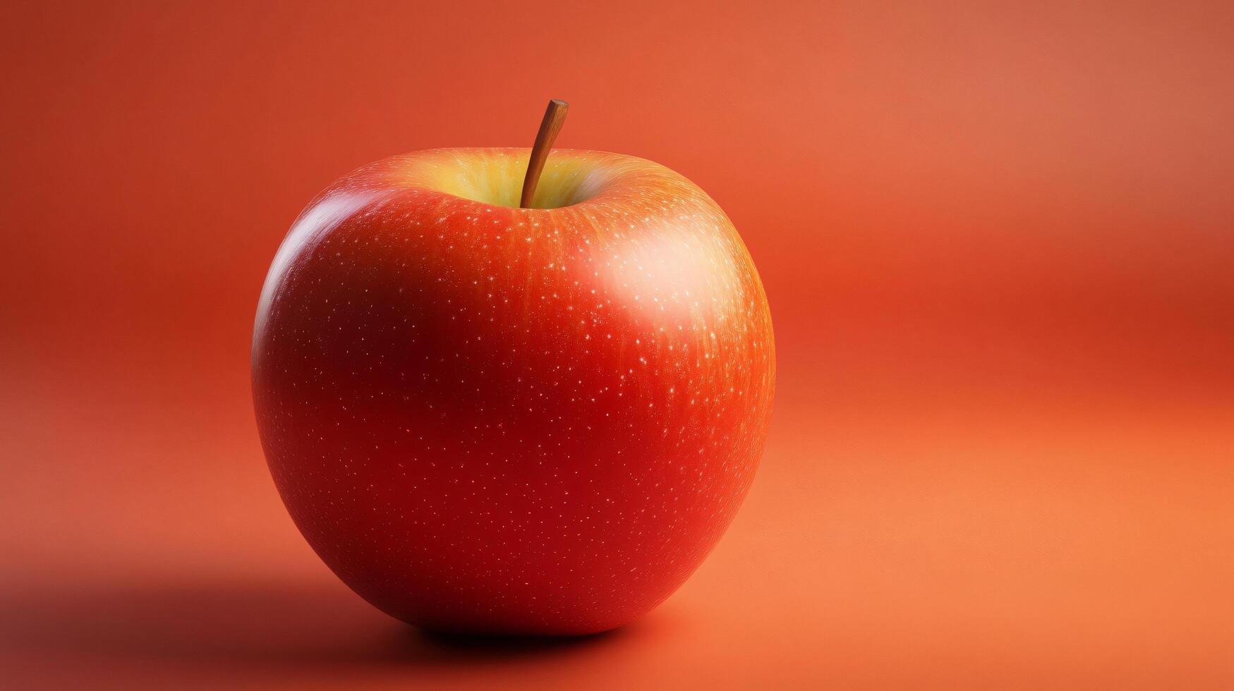 A red apple sits on a red background, delicious red apple photo