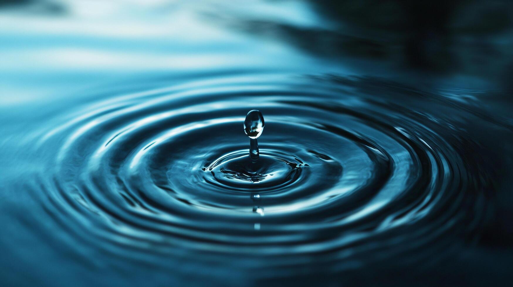 A drop of water is falling into a large body of water, water splash photo
