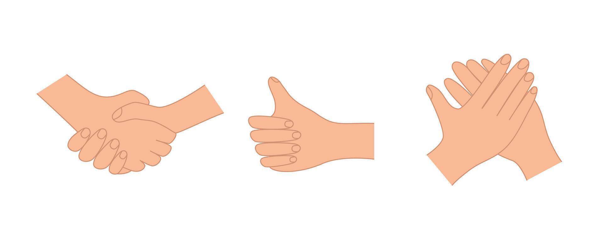 Hand gestures, various hand signs. vector