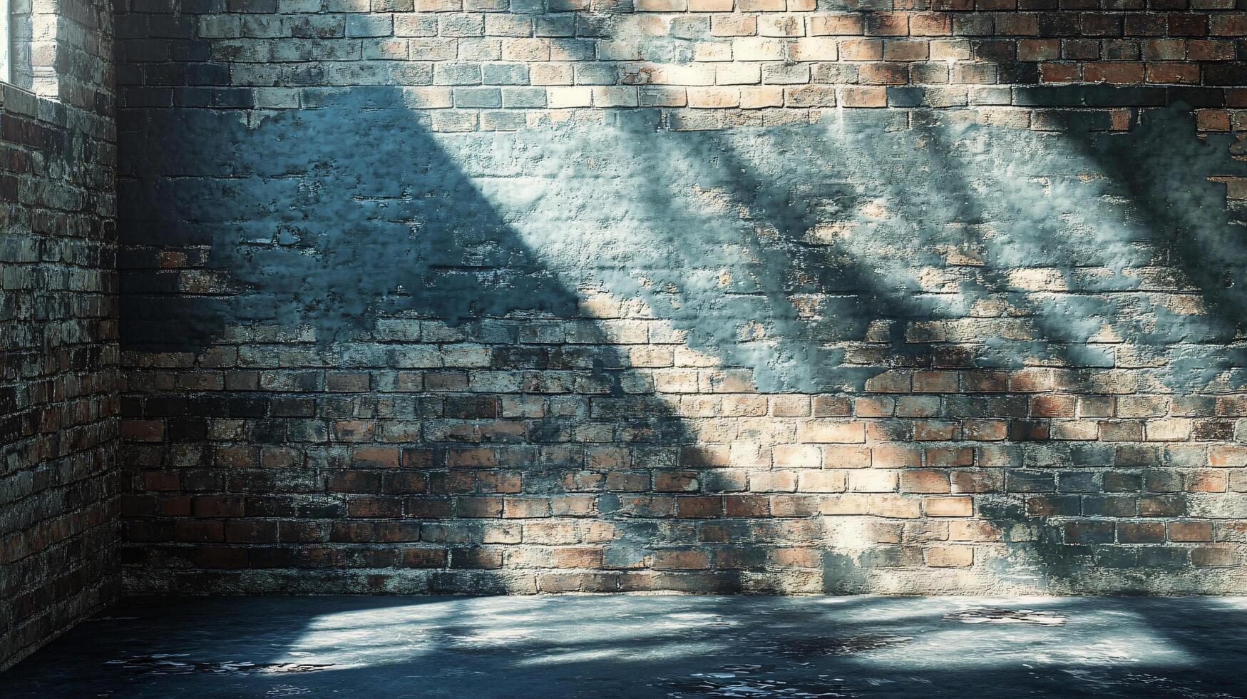 A brick wall with a window in the background photo