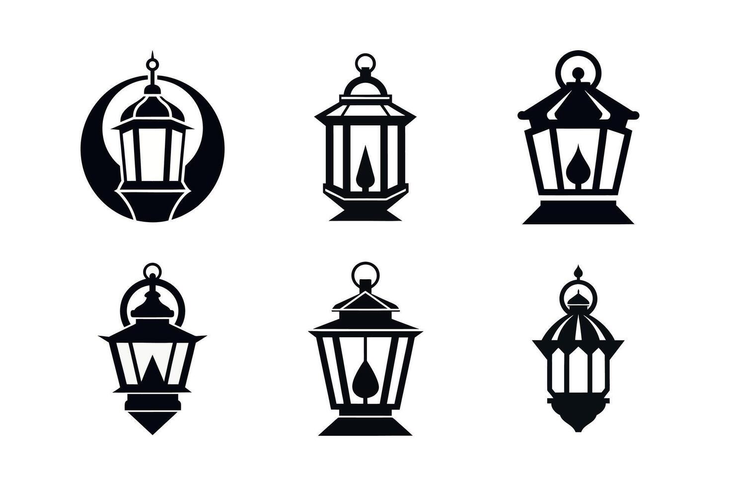 Silhouette Vintage Lantern Designs vector
