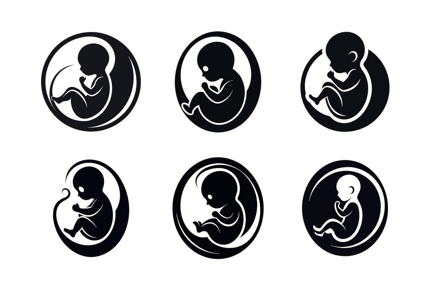 developing fetuses in the womb icon set vector