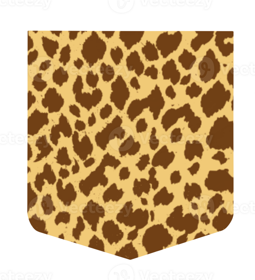 Brown yellow Leopard pattern motif with pocket shape png