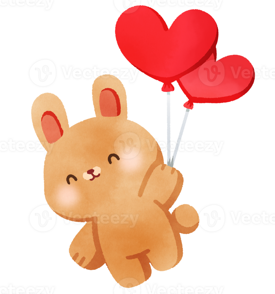 Happy bunny holding balloon with valentines day png