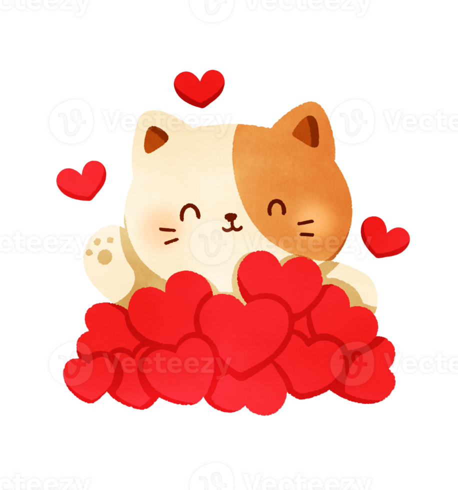 Cat with valentines day png