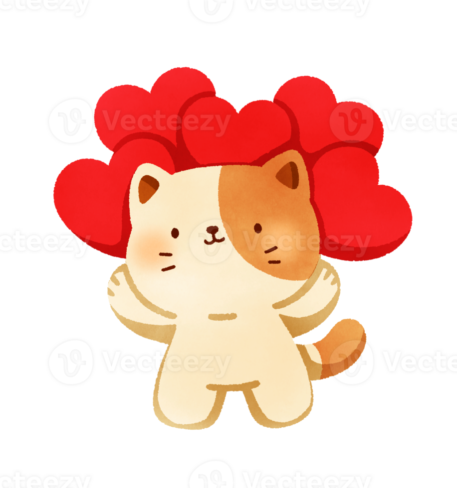 Happy cute cat with valentines day png