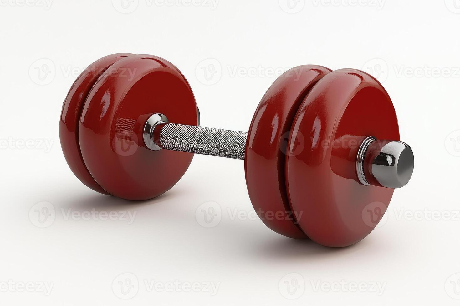 Red dumbbell promoting healthy lifestyle and fitness training photo