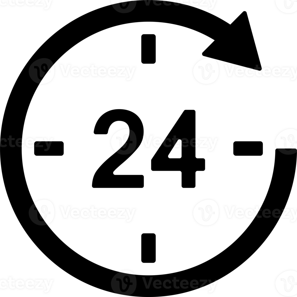 Open 24, twenty four hour icon for graphic design, logo, web site, social media, mobile app, ui illustration. png