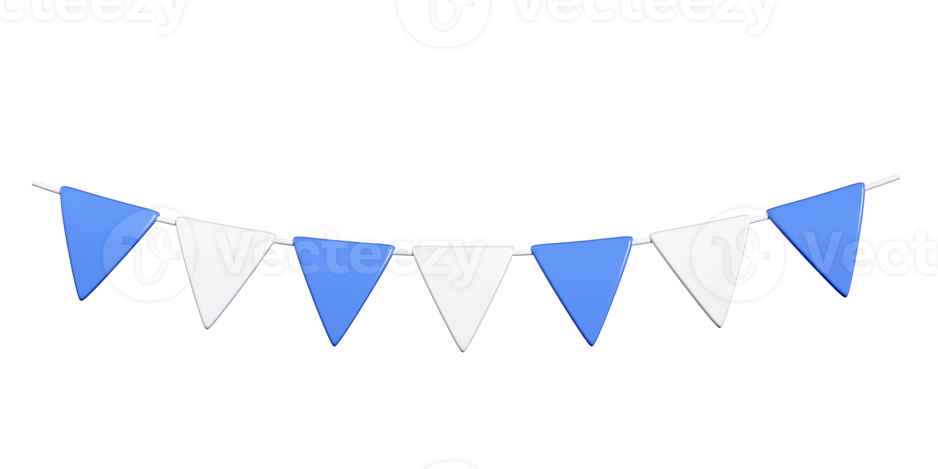Party bunting 3d render with triangular flags png
