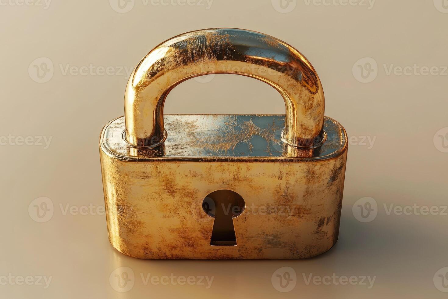 Closed golden padlock protecting privacy and security photo