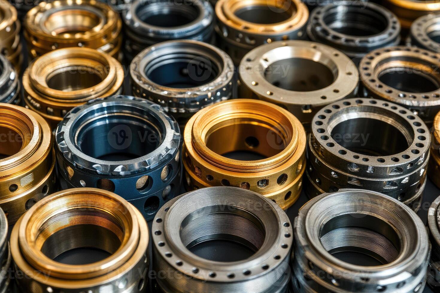 Mechanical components showing industrial manufacturing process photo