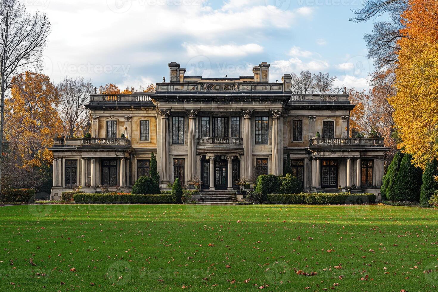Meadowbrook hall during autumn, a historic house museum in rochester hills, michigan photo